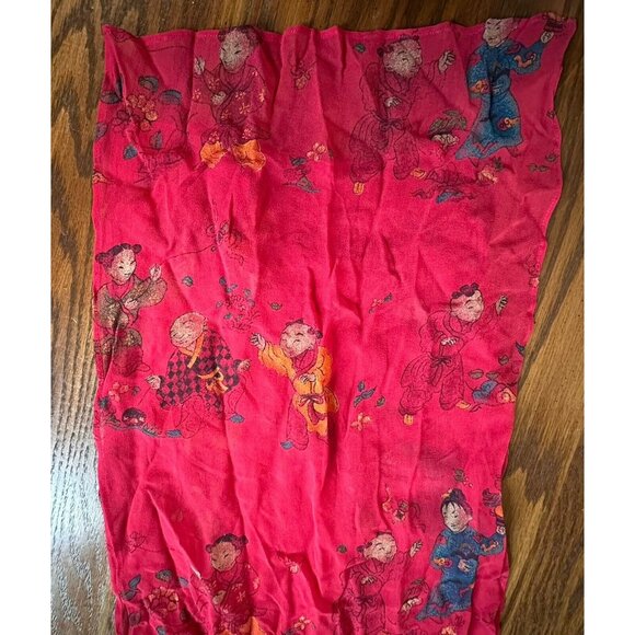 CHICO'S TRAVELERS China Bejing Peking Chinese Pagoda Scarf Red 13” X‎ 68” - Picture 1 of 5